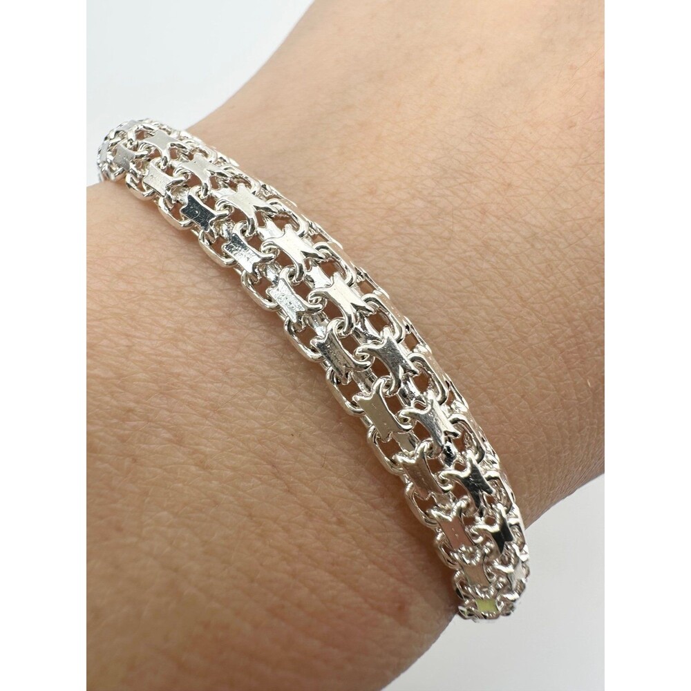 925 Italy sterling silver 7mm woven chain Bracelet 7”